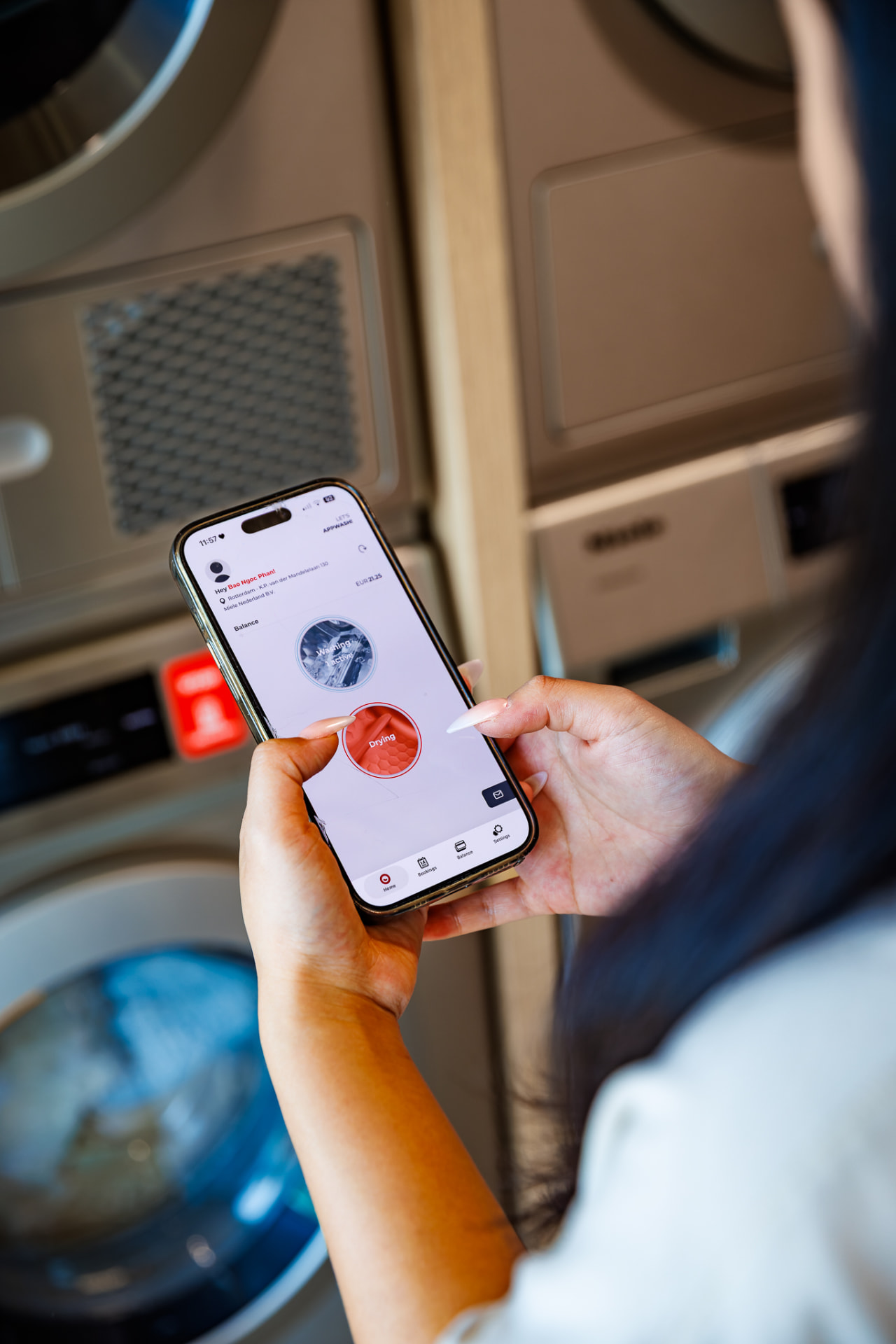 Wasmachine reserveren via de app